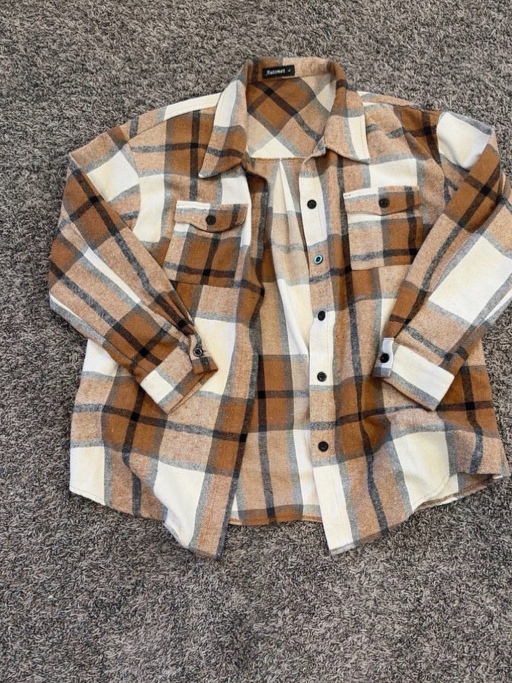 Automet Plaid Button Down in Brown & White Like New